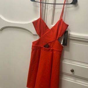 Orange cut out skater dress